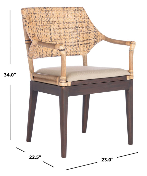 Safavieh Carlo Arm Chair - Vintage-Inspired Rattan Elegance With Plush Cushion For Stylish Living Spaces SEA4002A