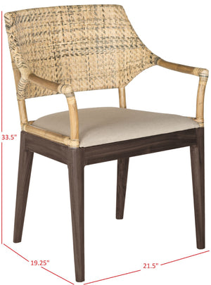 Safavieh Carlo Arm Chair - Vintage-Inspired Rattan Elegance With Plush Cushion For Stylish Living Spaces SEA4002A