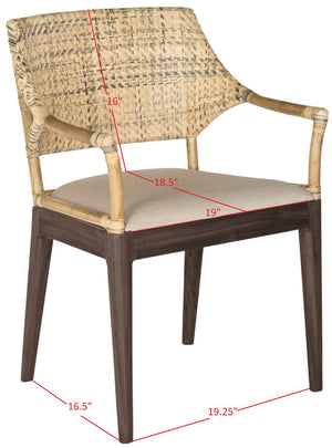 Safavieh Carlo Arm Chair - Vintage-Inspired Rattan Elegance With Plush Cushion For Stylish Living Spaces SEA4002A