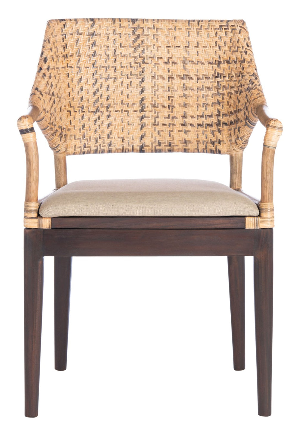 Safavieh Carlo Arm Chair - Vintage-Inspired Rattan Elegance With Plush Cushion For Stylish Living Spaces SEA4002A