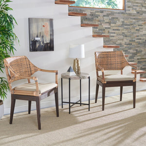 Safavieh Carlo Arm Chair - Vintage-Inspired Rattan Elegance With Plush Cushion For Stylish Living Spaces SEA4002A