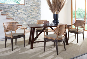 Safavieh Carlo Arm Chair - Vintage-Inspired Rattan Elegance With Plush Cushion For Stylish Living Spaces SEA4002A