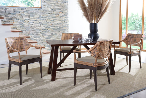 Safavieh Carlo Arm Chair - Vintage-Inspired Rattan Elegance With Plush Cushion For Stylish Living Spaces SEA4002A