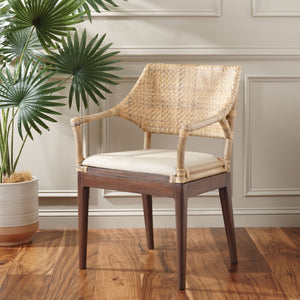 Safavieh Carlo Arm Chair - Vintage-Inspired Rattan Elegance With Plush Cushion For Stylish Living Spaces SEA4002A