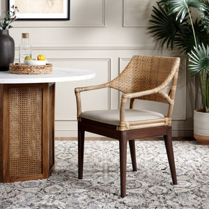 Safavieh Carlo Arm Chair - Vintage-Inspired Rattan Elegance With Plush Cushion For Stylish Living Spaces SEA4002A