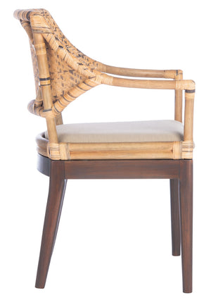 Safavieh Carlo Arm Chair - Vintage-Inspired Rattan Elegance With Plush Cushion For Stylish Living Spaces SEA4002A