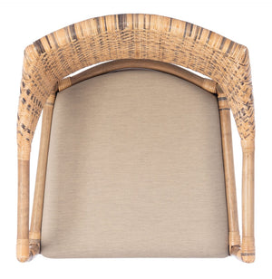 Safavieh Carlo Arm Chair - Vintage-Inspired Rattan Elegance With Plush Cushion For Stylish Living Spaces SEA4002A