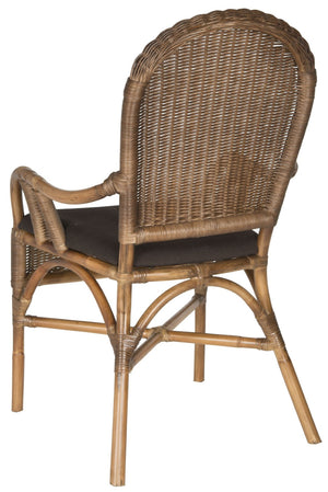 Safavieh Bettina Arm Chair - Timeless Gilded Age Elegance, Handcrafted Rattan, Plush Cushion, Perfect For Any Space SEA4010A
