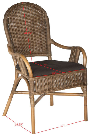 Safavieh Bettina Arm Chair - Timeless Gilded Age Elegance, Handcrafted Rattan, Plush Cushion, Perfect For Any Space SEA4010A