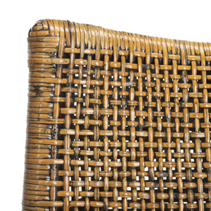 Safavieh Gianni Arm Chair - Contemporary British Colonial Design With Woven Rattan & Mahogany Elegance Brown / Black Legs / White Cushion SEA4011A