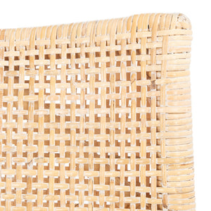 Safavieh Gianni Arm Chair - Contemporary British Colonial Design With Woven Rattan & Mahogany Elegance Natural White Wash / White Wash Legs / White Cushion SEA4011B