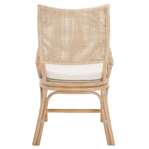 Safavieh Donatella Rattan Chair – Chic Coastal Accent For Living Rooms, Sunrooms & Bohemian Interiors Natural White Wash / White Cushion SEA4012A