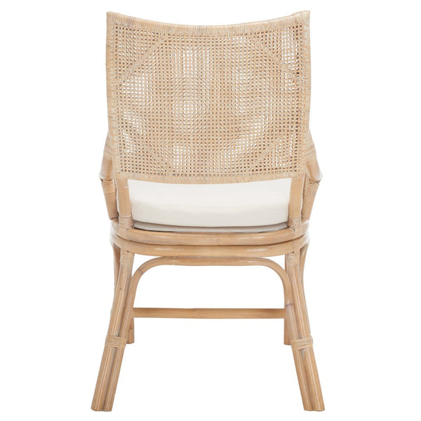 Safavieh Donatella Rattan Chair – Chic Coastal Accent For Living Rooms, Sunrooms & Bohemian Interiors Natural White Wash / White Cushion SEA4012A