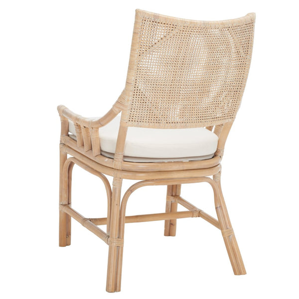 Safavieh Donatella Rattan Chair – Chic Coastal Accent For Living Rooms, Sunrooms & Bohemian Interiors Natural White Wash / White Cushion SEA4012A