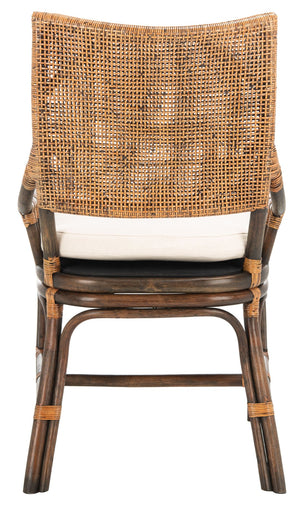Safavieh Donatella Rattan Chair – Chic Coastal Accent For Living Rooms, Sunrooms & Bohemian Interiors Natural Wash / White Cushion SEA4012B