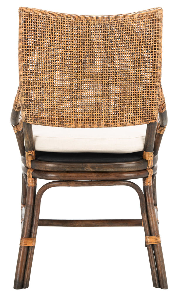 Safavieh Donatella Rattan Chair – Chic Coastal Accent For Living Rooms, Sunrooms & Bohemian Interiors Natural Wash / White Cushion SEA4012B