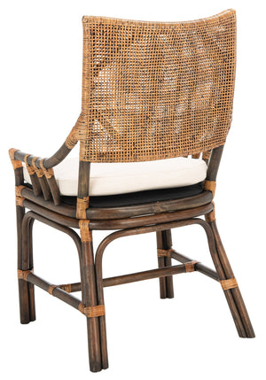 Safavieh Donatella Rattan Chair – Chic Coastal Accent For Living Rooms, Sunrooms & Bohemian Interiors Natural Wash / White Cushion SEA4012B