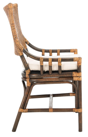 Safavieh Donatella Rattan Chair – Chic Coastal Accent For Living Rooms, Sunrooms & Bohemian Interiors Natural Wash / White Cushion SEA4012B