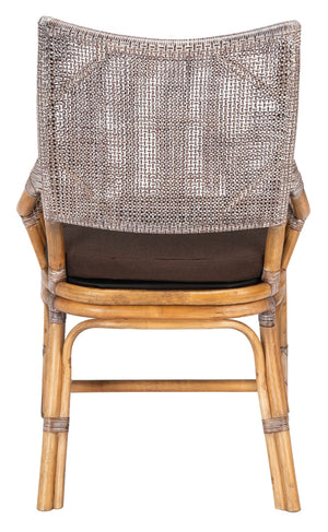Safavieh Donatella Rattan Chair – Chic Coastal Accent For Living Rooms, Sunrooms & Bohemian Interiors Brown White Wash / Dark Brown Cushion SEA4012C
