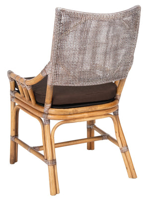 Safavieh Donatella Rattan Chair – Chic Coastal Accent For Living Rooms, Sunrooms & Bohemian Interiors Brown White Wash / Dark Brown Cushion SEA4012C