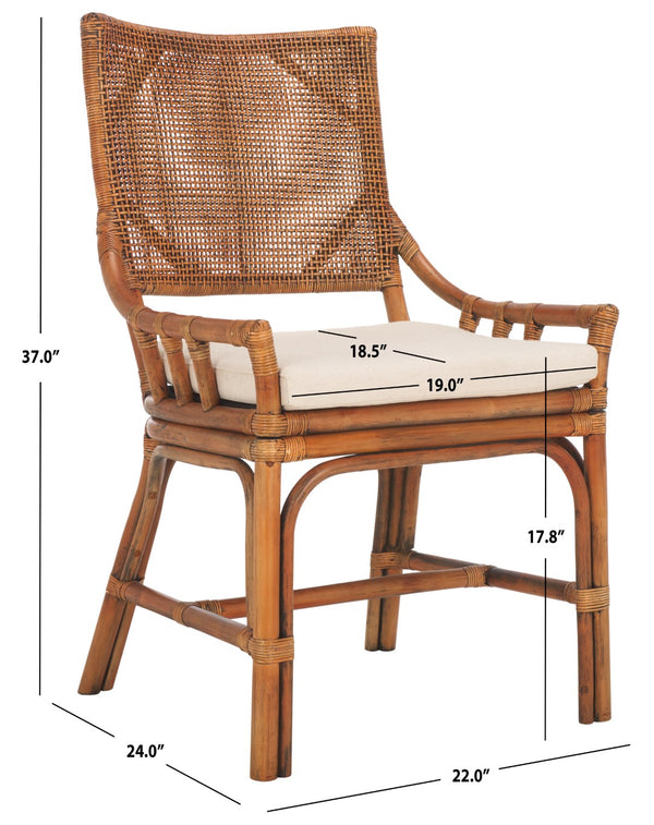 Safavieh Donatella Rattan Chair Honey / White Wood