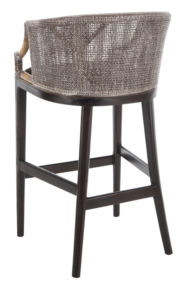 Safavieh Brando Bar Stool - Exquisite Mahogany Frame With Rattan Back For Elegant Comfort And Style Dark Brown / Brown SEA4014A