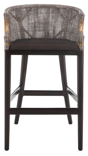 Safavieh Brando Bar Stool - Exquisite Mahogany Frame With Rattan Back For Elegant Comfort And Style Dark Brown / Brown SEA4014A