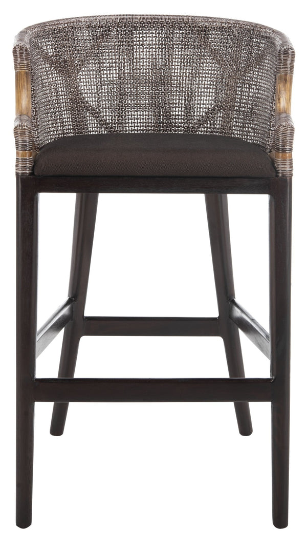 Safavieh Brando Bar Stool - Exquisite Mahogany Frame With Rattan Back For Elegant Comfort And Style Dark Brown / Brown SEA4014A