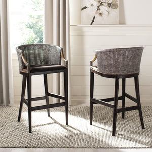 Safavieh Brando Bar Stool - Exquisite Mahogany Frame With Rattan Back For Elegant Comfort And Style Dark Brown / Brown SEA4014A