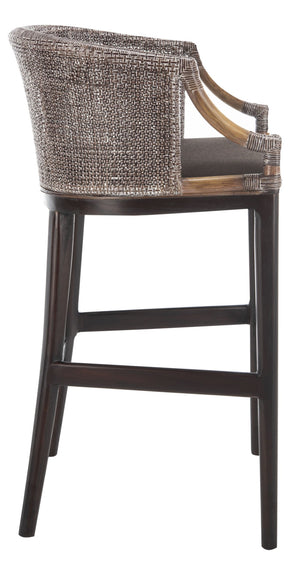 Safavieh Brando Bar Stool - Exquisite Mahogany Frame With Rattan Back For Elegant Comfort And Style Dark Brown / Brown SEA4014A