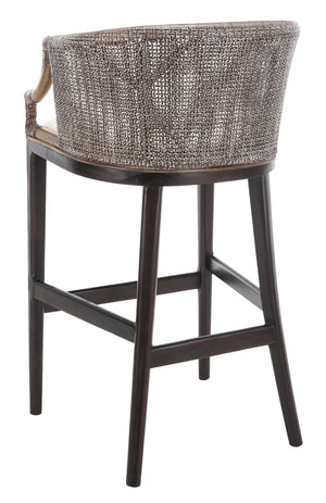 Safavieh Brando Bar Stool - Exquisite Mahogany Frame With Rattan Back For Elegant Comfort And Style Dark Brown / White SEA4014B