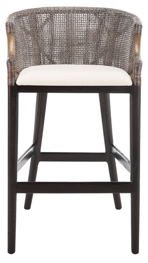 Safavieh Brando Bar Stool - Exquisite Mahogany Frame With Rattan Back For Elegant Comfort And Style Dark Brown / White SEA4014B