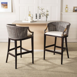 Safavieh Brando Bar Stool - Exquisite Mahogany Frame With Rattan Back For Elegant Comfort And Style Dark Brown / White SEA4014B