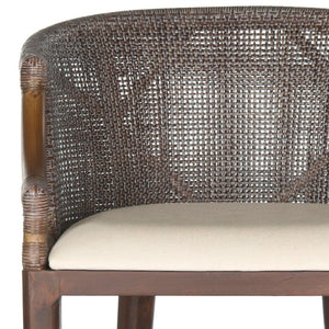 Safavieh Brando Bar Stool - Exquisite Mahogany Frame With Rattan Back For Elegant Comfort And Style Dark Brown / White SEA4014B