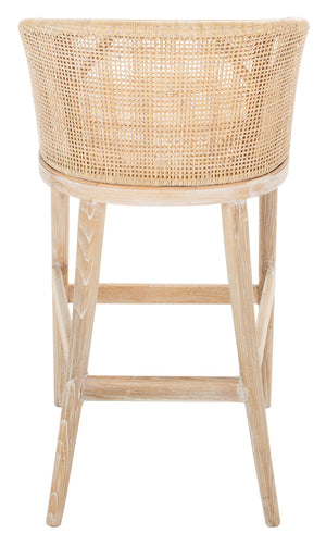 Safavieh Brando Bar Stool - Exquisite Mahogany Frame With Rattan Back For Elegant Comfort And Style Natural / White SEA4014C