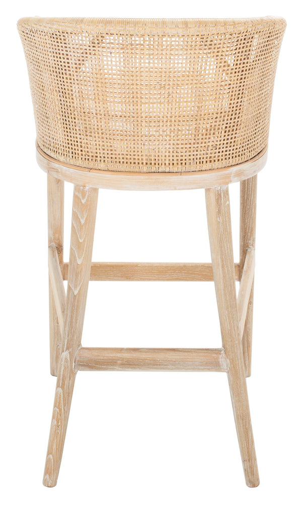 Safavieh Brando Bar Stool - Exquisite Mahogany Frame With Rattan Back For Elegant Comfort And Style Natural / White SEA4014C