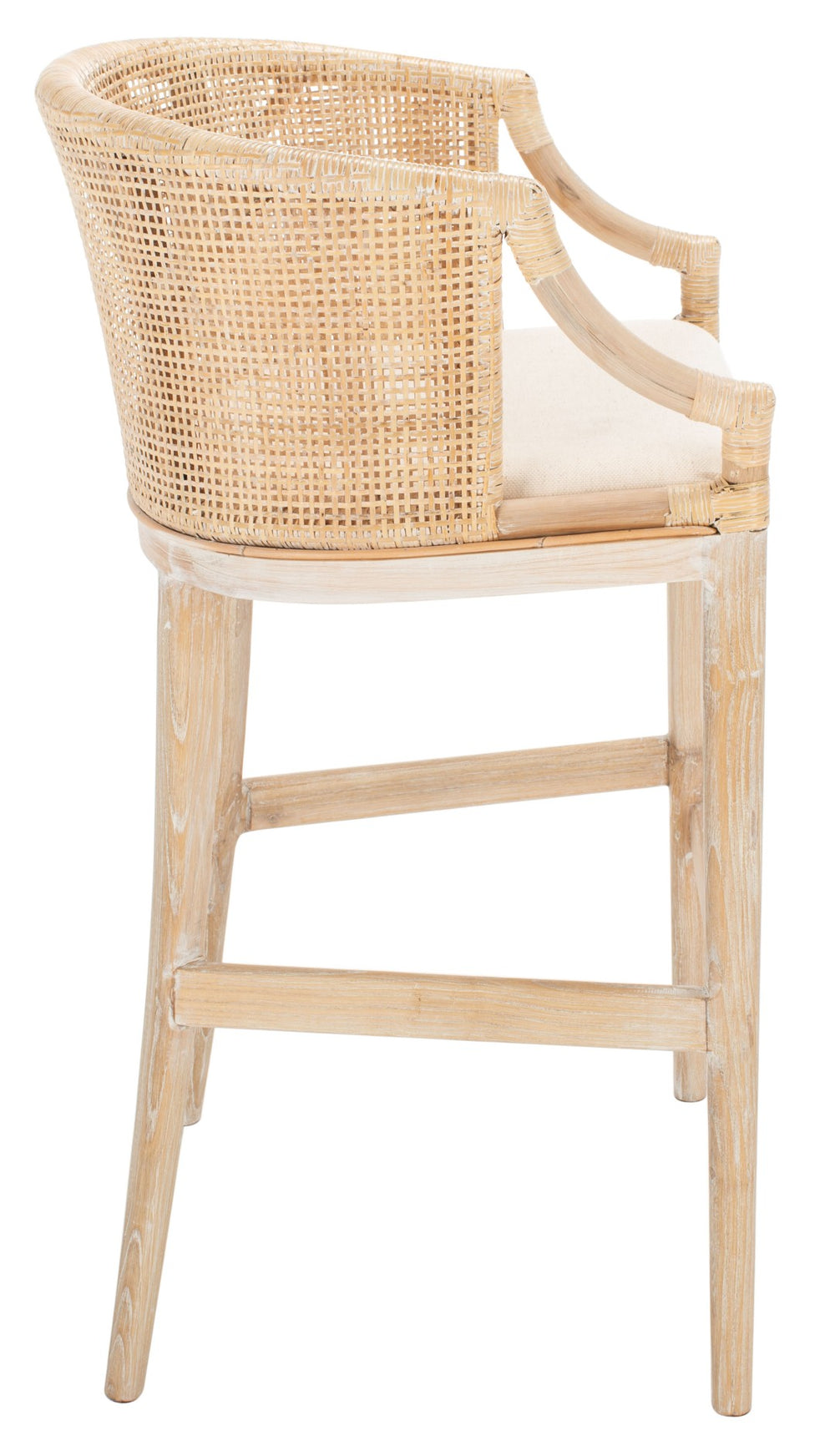 Safavieh Brando Bar Stool - Exquisite Mahogany Frame With Rattan Back For Elegant Comfort And Style Natural / White SEA4014C