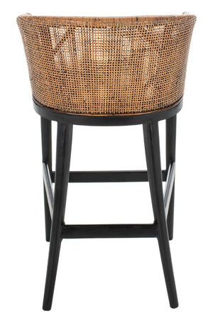 Safavieh Brando Bar Stool - Exquisite Mahogany Frame With Rattan Back For Elegant Comfort And Style Brown / Black / White SEA4014D