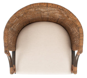Safavieh Brando Bar Stool - Exquisite Mahogany Frame With Rattan Back For Elegant Comfort And Style Brown / Black / White SEA4014D