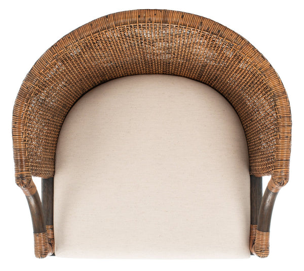 Safavieh Brando Bar Stool - Exquisite Mahogany Frame With Rattan Back For Elegant Comfort And Style Brown / Black / White SEA4014D