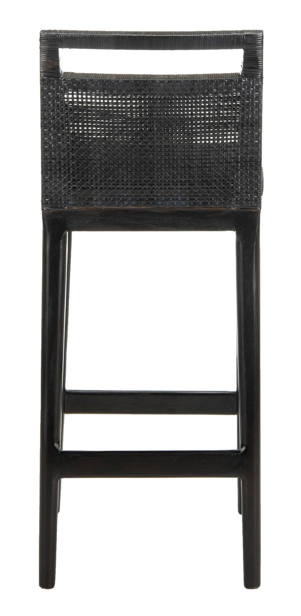 Safavieh Darin Bar Stool – Elegant Rattan & Mahogany Design For Modern Kitchens And Outdoor Patios Dark Brown / Black SEA4015A
