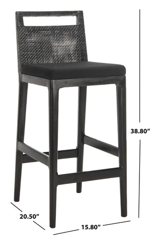 Safavieh Darin Bar Stool – Elegant Rattan & Mahogany Design For Modern Kitchens And Outdoor Patios Dark Brown / Black SEA4015A