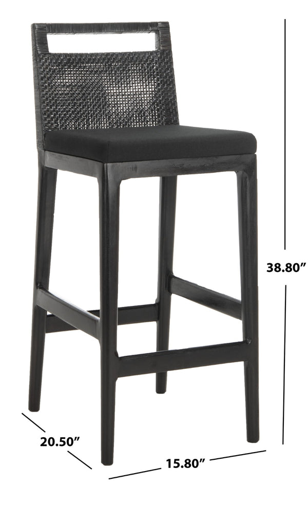Safavieh Darin Bar Stool – Elegant Rattan & Mahogany Design For Modern Kitchens And Outdoor Patios Dark Brown / Black SEA4015A