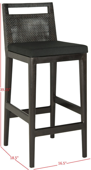 Safavieh Darin Bar Stool – Elegant Rattan & Mahogany Design For Modern Kitchens And Outdoor Patios Dark Brown / Black SEA4015A