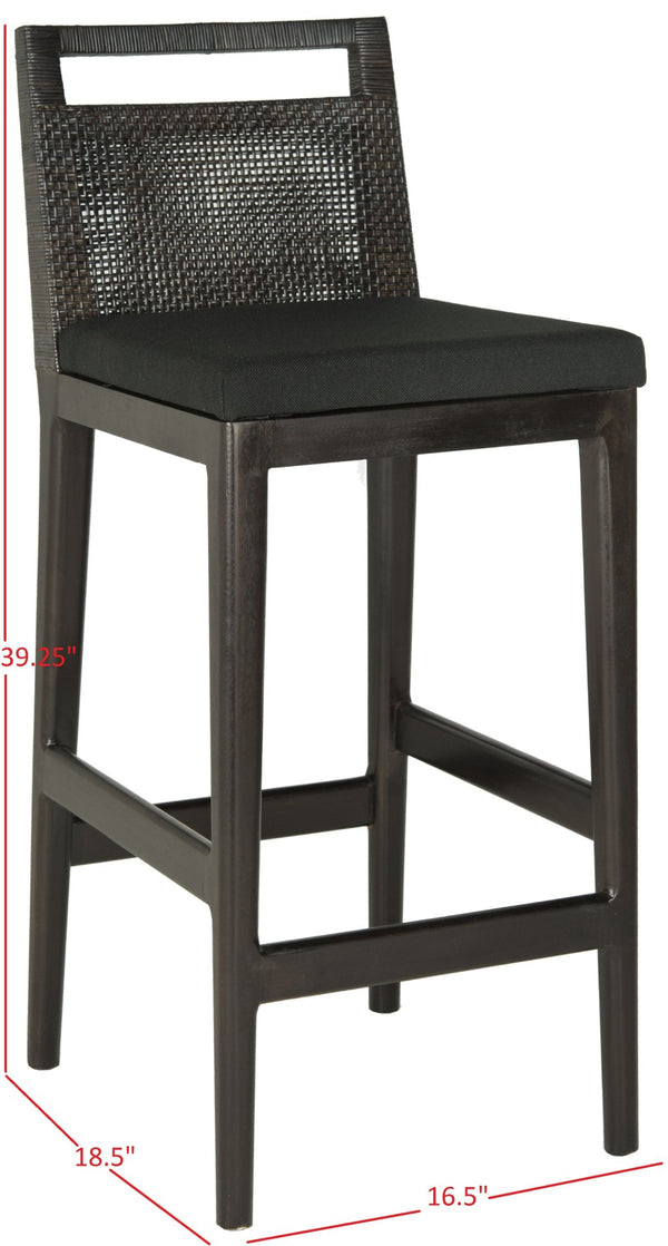 Safavieh Darin Bar Stool – Elegant Rattan & Mahogany Design For Modern Kitchens And Outdoor Patios Dark Brown / Black SEA4015A