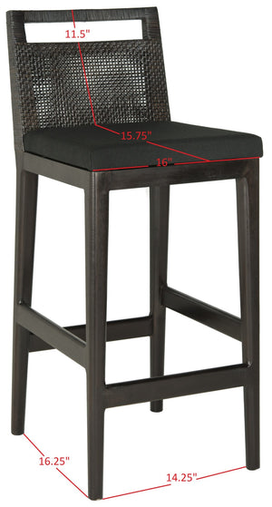 Safavieh Darin Bar Stool – Elegant Rattan & Mahogany Design For Modern Kitchens And Outdoor Patios Dark Brown / Black SEA4015A