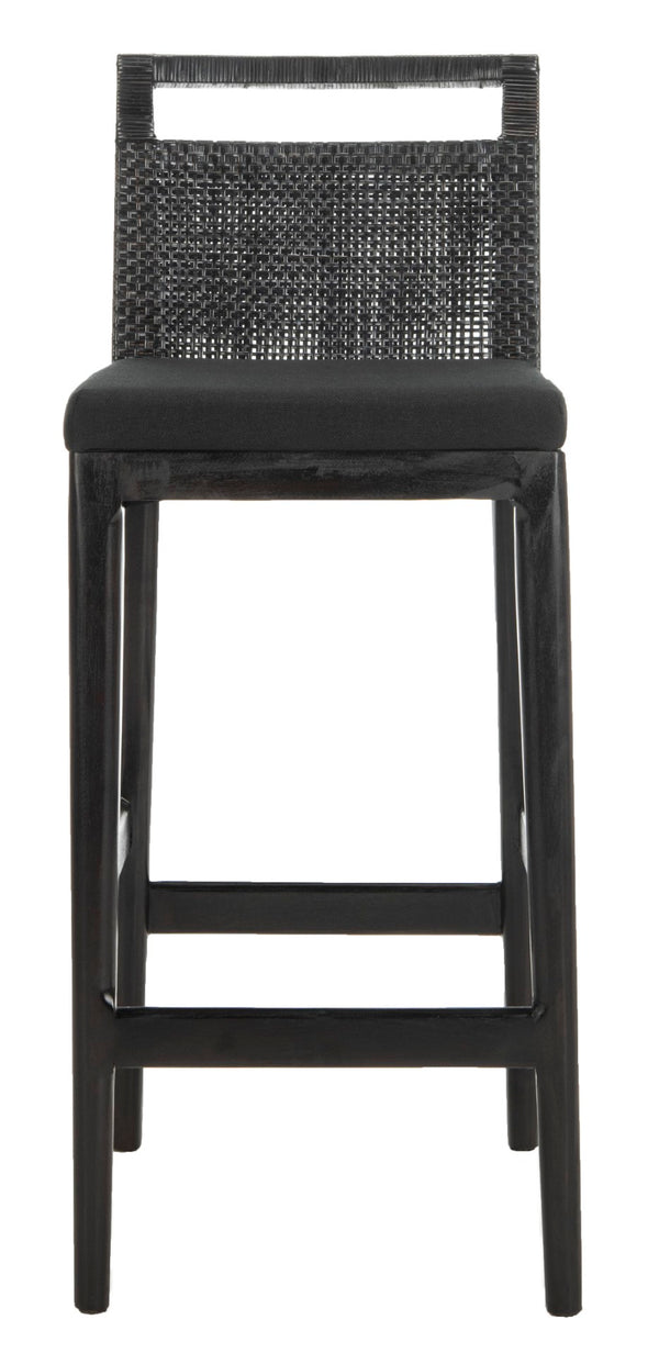 Safavieh Darin Bar Stool – Elegant Rattan & Mahogany Design For Modern Kitchens And Outdoor Patios Dark Brown / Black SEA4015A