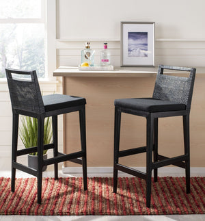 Safavieh Darin Bar Stool – Elegant Rattan & Mahogany Design For Modern Kitchens And Outdoor Patios Dark Brown / Black SEA4015A