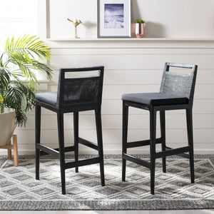 Safavieh Darin Bar Stool – Elegant Rattan & Mahogany Design For Modern Kitchens And Outdoor Patios Dark Brown / Black SEA4015A