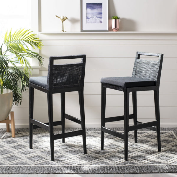 Safavieh Darin Bar Stool – Elegant Rattan & Mahogany Design For Modern Kitchens And Outdoor Patios Dark Brown / Black SEA4015A